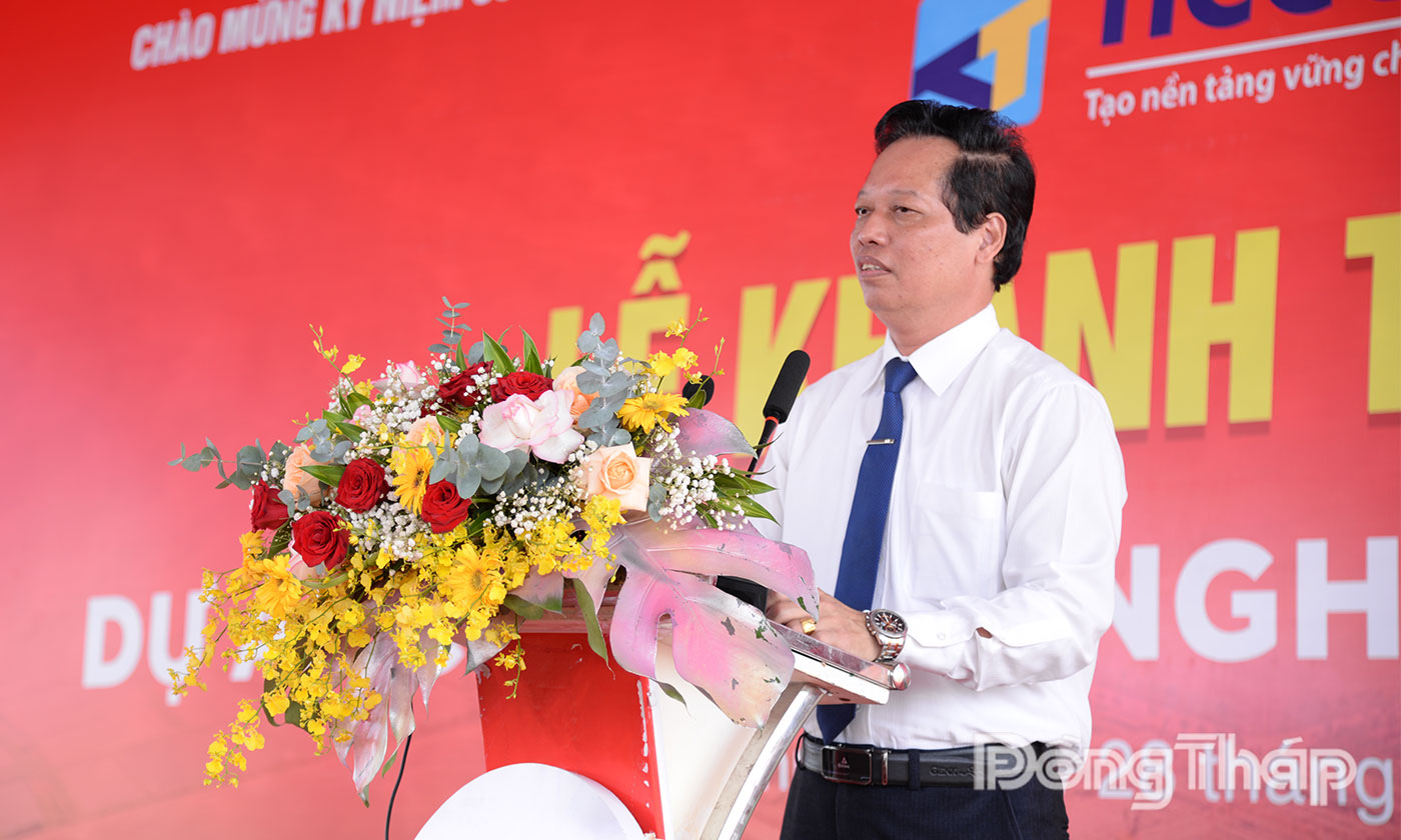 Đồng chí Nguyễn Thành Diệu phát biểu tại Lễ khánh thành.